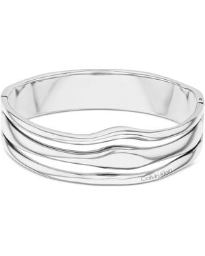 Calvin Klein Stainless Steel Wavy Triple-row Bangle Bracelet - White