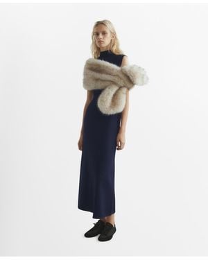 Mango Perkins-neck Knitted Dress - Blue