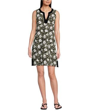 Lands' End Cotton Jersey Notch Neck Dress - Multicolor