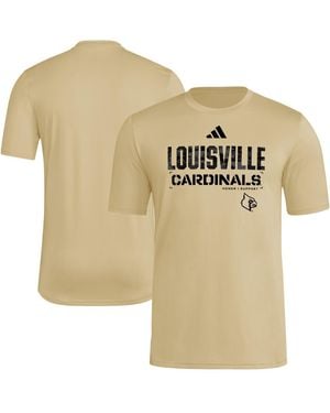 adidas Louisville Cardinals 2025 Military Appreciation Pre-game Aeroready T-shirt - Natural