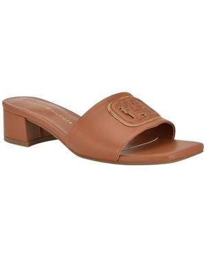 Tommy Hilfiger Penni Logo Block Heel Slip-on Sandals - Brown
