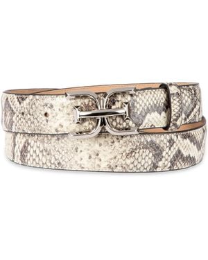 Sam Edelman Double-e Plaque Buckle Exotic Print Belt - Natural