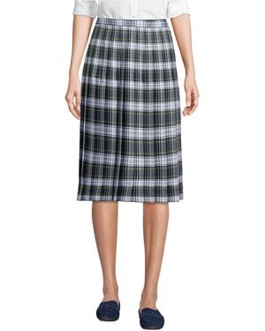Lands' End Big Girls Box Pleat Skirt Above The Knee - Blue