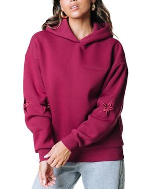 Colourful Rebel Stars Embro Clean Hoodie - Red