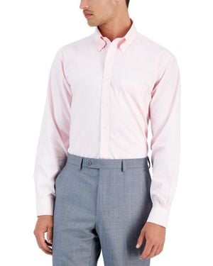 Brooks Brothers Regular Fit Non-iron Polo Button-down Collar Solid Pinpoint Dress Shirt - White