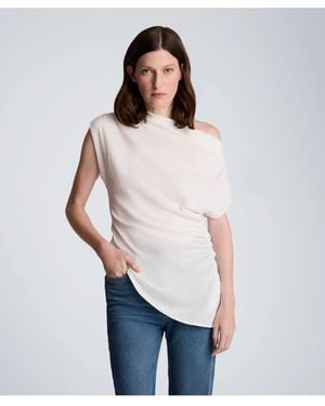 Kenneth Cole Asymmetrical Drape Short-sleeve Top - White