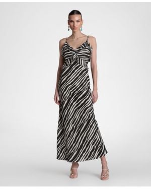 Avec Les Filles Viscose-blend Braided Tie Ruffle Maxi Dress - White