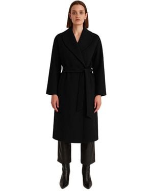 1982 Cashmere Hooded Long Coat - Black