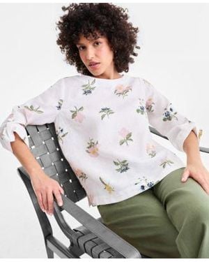 Charter Club 100 Linen D Ring Top Created For Macys - Gray