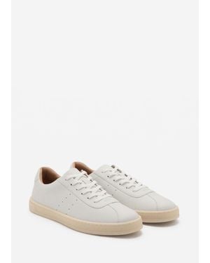 Mango Leather Panel Sneakers - White