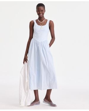 On 34th Scoop-neck Sleeveless Mixed Media Midi Dress - White