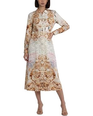 Tahari Seraphine Long-sleeve Belted Collared Dress - Natural