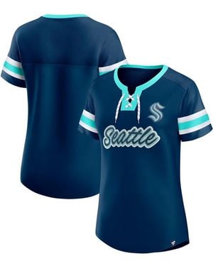 Fanatics Seattle Kraken Iconic Athena Lace-up T-shirt - Blue