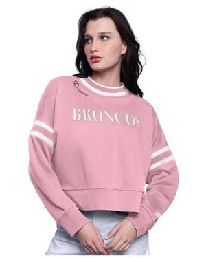 Starter Denver Broncos Power Play Cropped Pullover Sweatshirt - Pink