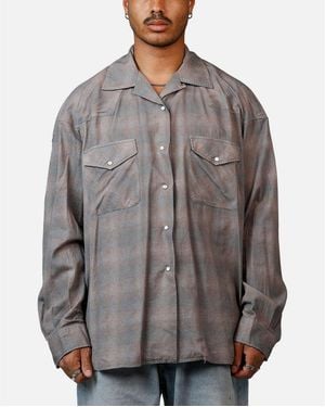 MNML Mem's Faded Print Flannel Shirt - Gray