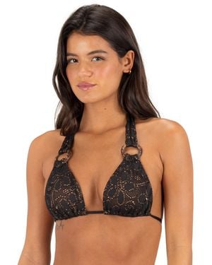 Hurley Coconut Ring V-neck Bikini Halter Top - Black