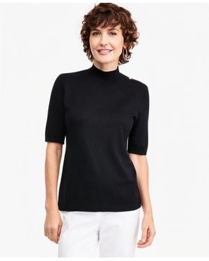 Macy's Petite Mock-neck Short-sleeve Sweater - Black