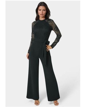 Bebe Lace And Bodice Straight Leg Jumpsuit. - White
