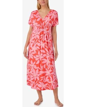 Ellen Tracy Short-sleeve Tunic Nightgown - Red