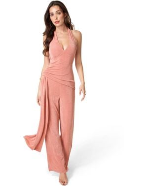 Bebe Slinky Drop Waist Halter Jumpsuit - Multicolor