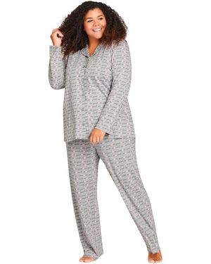 Avenue Button Through Sleep Top - Gray