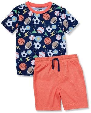 Lands' End Big Boys Short Sleeve Tee And Shorts Pajama Set - Blue