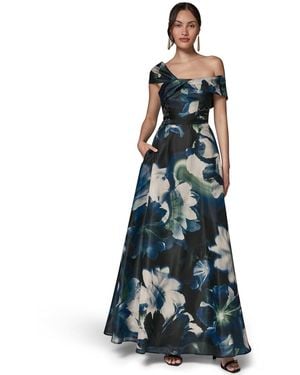 Donna Karan Off-the-shoulder Printed Dress - Blue