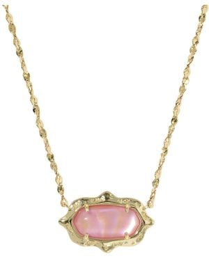 Kendra Scott Imitation Pearl And 14k Gold Over Brass Elisa Scallop Frame Short Pendant Necklace - Pink