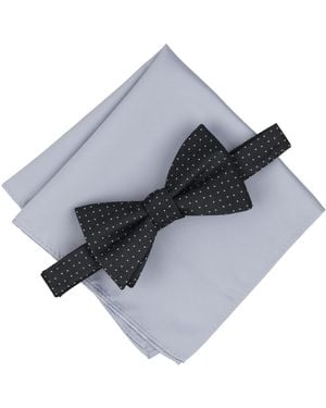 Alfani Inari Dot Bow Tie & Solid Pocket Square Set - Gray