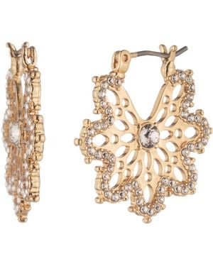 Marchesa Crystal Filigree -tone Hoop Earrings - Metallic