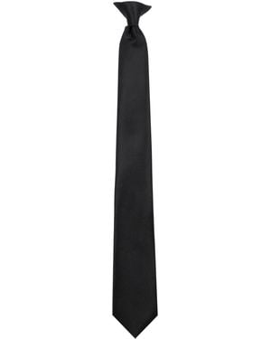 Calabrum Slim Solid Clip-on Tie - Black