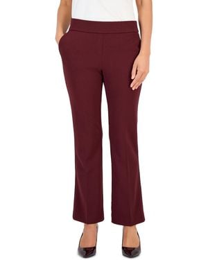 Anne Klein Essentials Ak Anne Klein Petite Pull-on Straight-leg Pants - Red