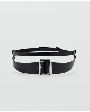 Mango Leather Mixed Belt - Black