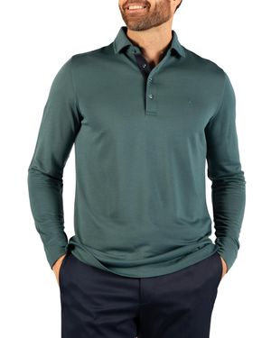 Tailorbyrd Solid Modal Long Sleeve Polo - Green
