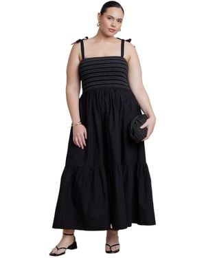Eloquii Plus Size Smocked Bodice Maxi Dress - Black