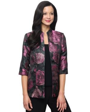Alex Evenings Printed Jacquard Twinset - Purple