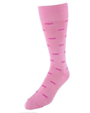 Trafalgar Dapper Bow Tie Novelty Mid Calf Mercerized Cotton Socks (1 Pair) - Pink