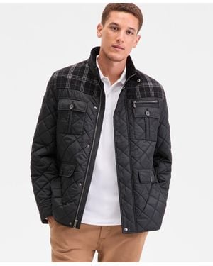 Cole Haan Mixed Media Quilted Jacket - Black