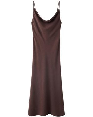 Mango Wrinkled Effect Drape Dress - Brown