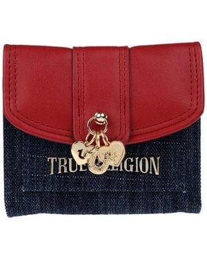 TRUE RELIGION Charm Dangle Pu Flap Trifold Wallet - Red