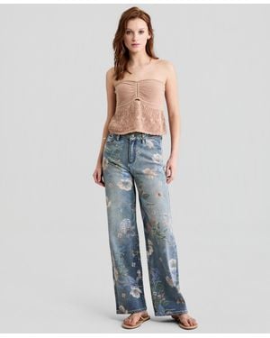 And Now This High Rise Floral Jeans - Blue