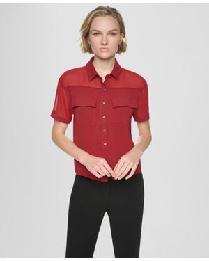 DKNY Short-sleeve Buttoned Collared Camp Shirt