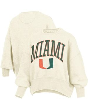 Pressbox Miami Hurricanes Oversized Waist-length Crewneck Sweatshirt - Natural