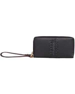 Lodis Leather Details Zip Wristlet Bag - Black