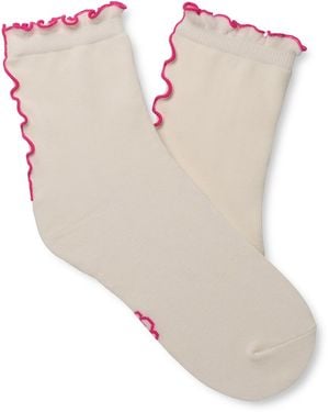 UGG Karsyn Lettuce Edge Quarter Logo Socks - Natural