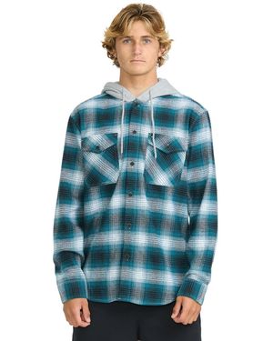 Quiksilver Delton Hooded Flannel Shirt - Blue