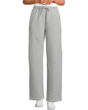 Lands' End Serious Sweats High Rise Relaxed Straight Leg Pants - Gray