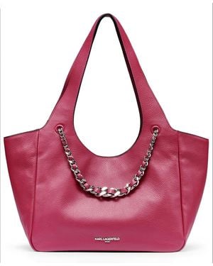 KARL LAGERFELD Ina Leather Extra-large Tote Handbag - Pink