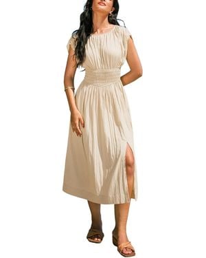 CUPSHE Push Your Luck Khaki Midi Beach Dress - Natural