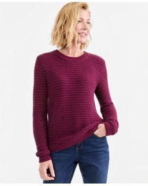 Style & Co. Style Co Crewneck Ribbed Knit Side Button Sweater Macys Exclusive - Purple